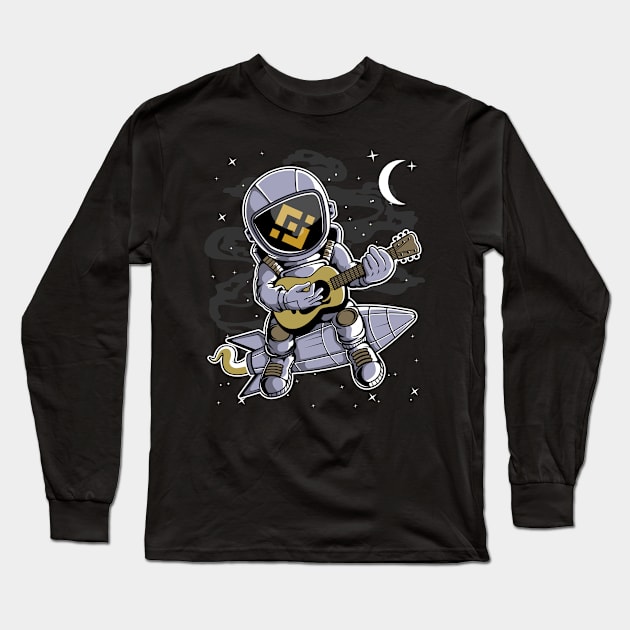 Astronaut Guitar Binance BNB Coin To The Moon Crypto Token Cryptocurrency Blockchain Wallet Birthday Gift For Men Women Kids Long Sleeve T-Shirt by Thingking About